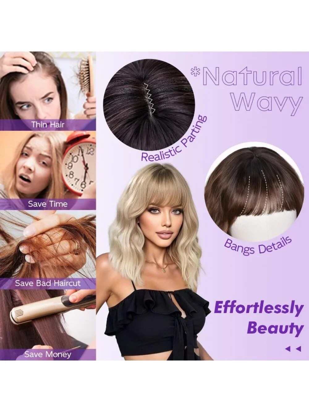 Women's Brown Caramel 14 Inch Natural Synthetic Short Curly Wavy Fiber Wigs